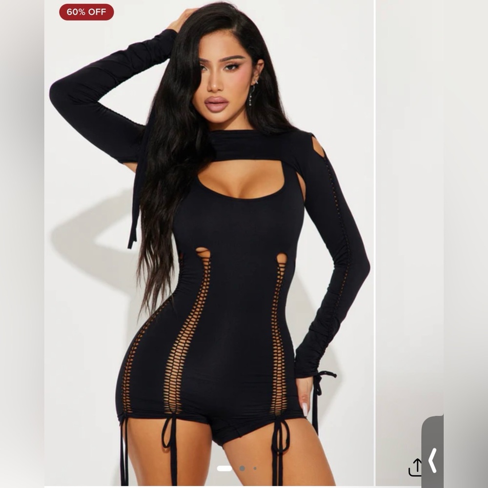 Black cut outfit top and romper
